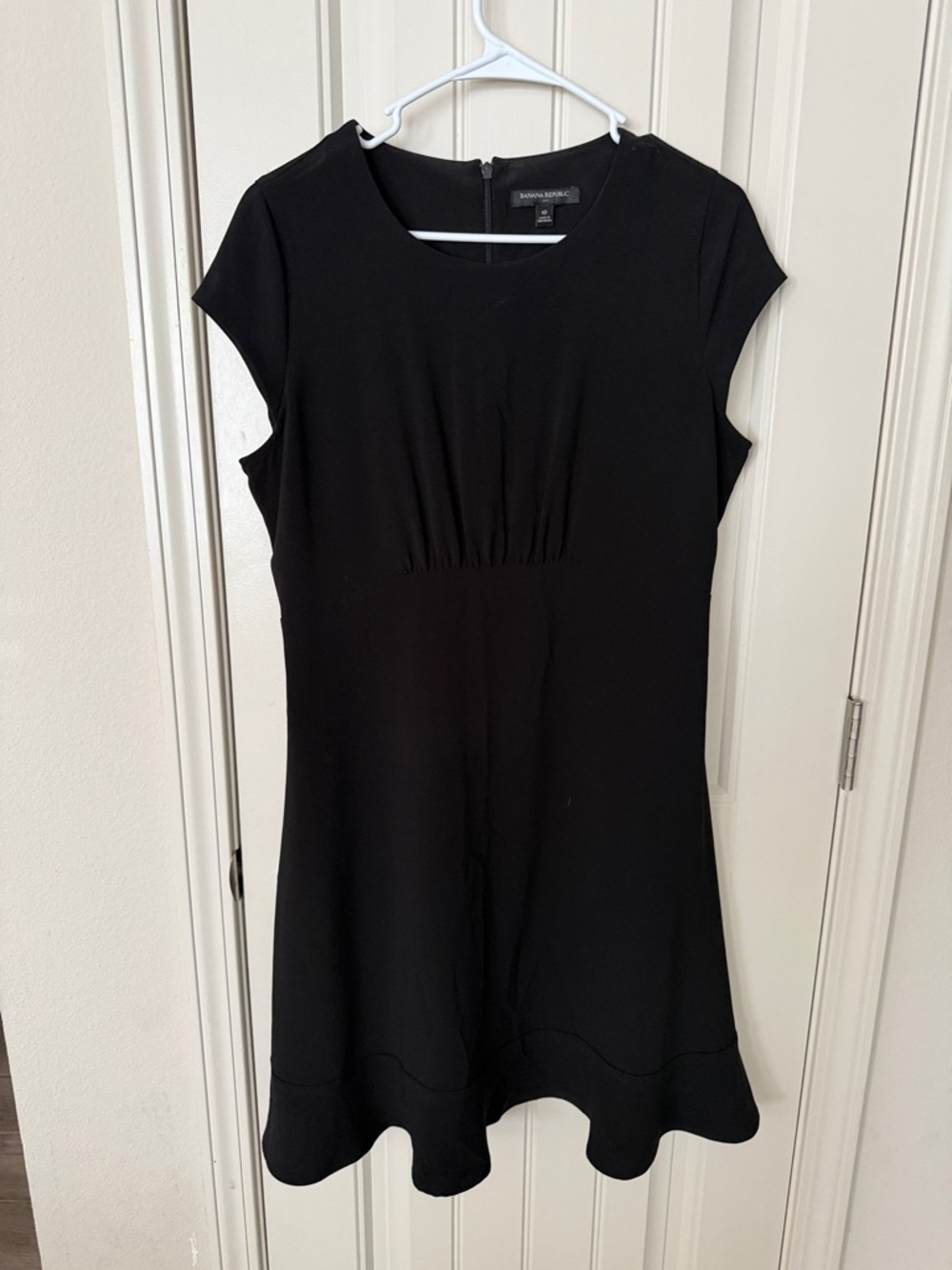 Banana Republic Black Cap Sleeve Mini Dress with Flared Hem